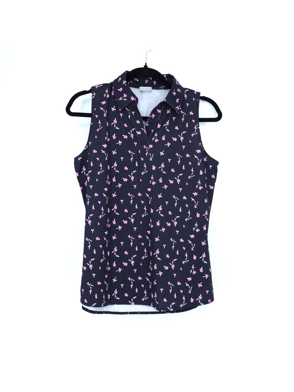 BELYN KEY Sleeveless Golf Polo Shirt Malibu Floral Collared Active Women's S